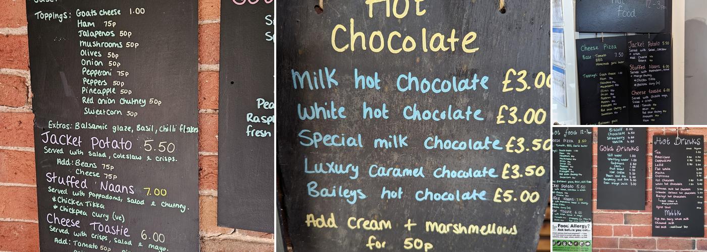 Cobwebs Coffee Shop Menu