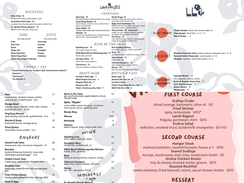 Laura Lee's Menu