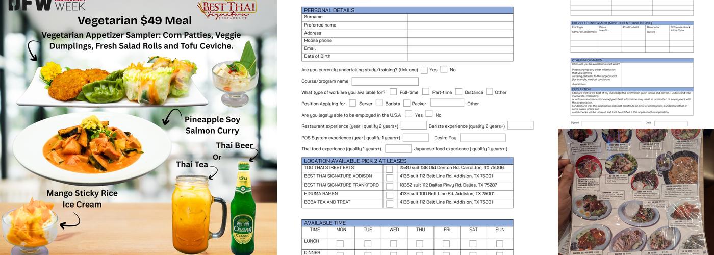 Best Thai Signature - Addison Menu