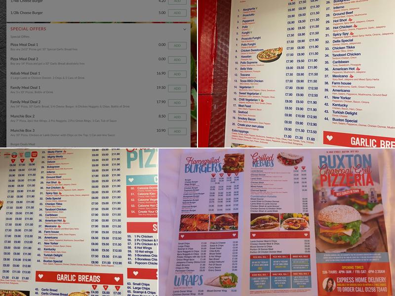 Buxton Charcoal Grill Menu