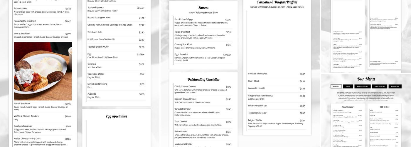 Poor Richard's Cafe Menu