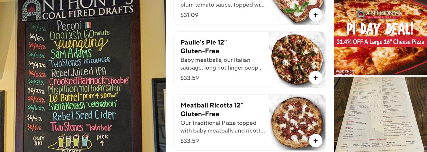 Anthony's Coal Fired Pizza & Wings Menu