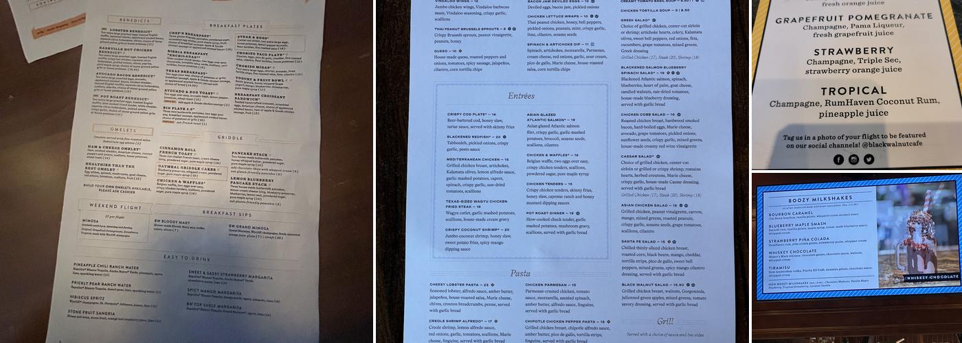 Black Walnut Cafe Menu