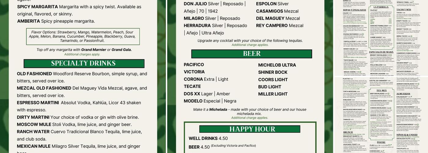 Casa Mama Menu