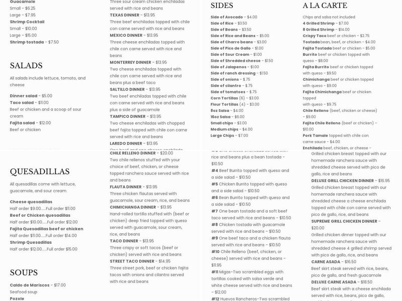 El Pueblito Menu