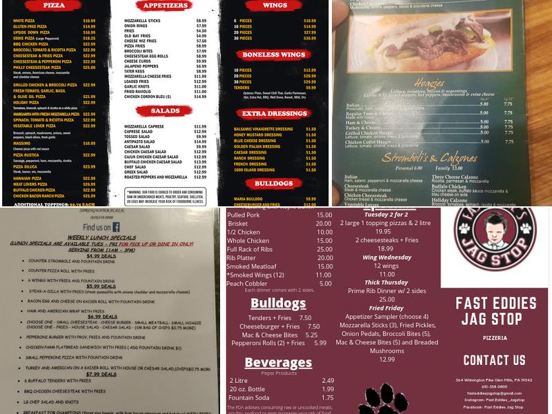 Fast Eddies Jag Stop Menu