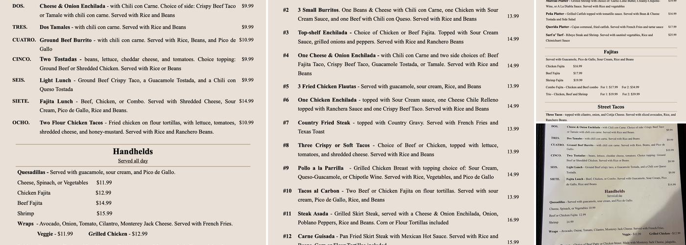 El Noa Noa Tex Mex Restaurant Menu