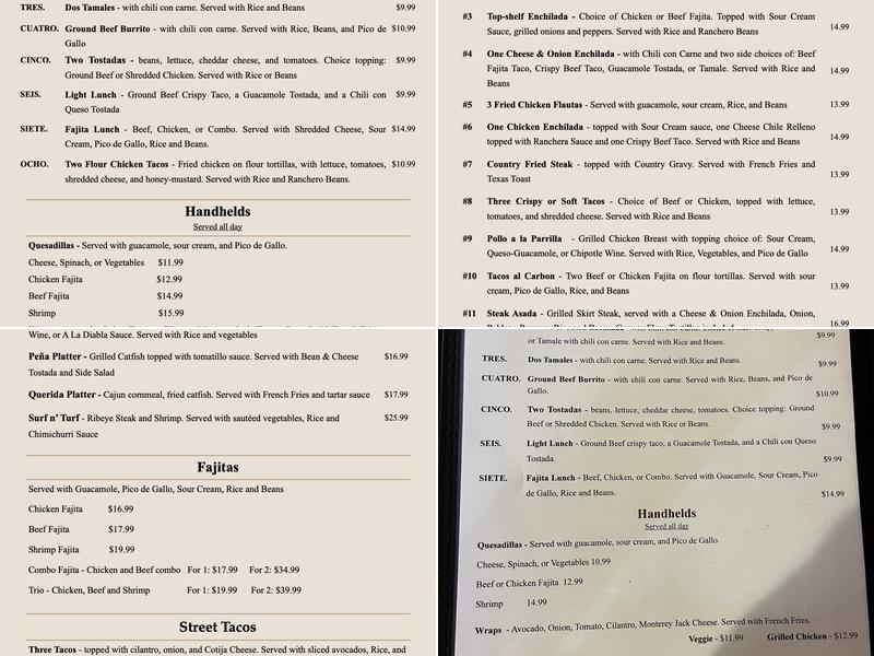 El Noa Noa Tex Mex Restaurant Menu