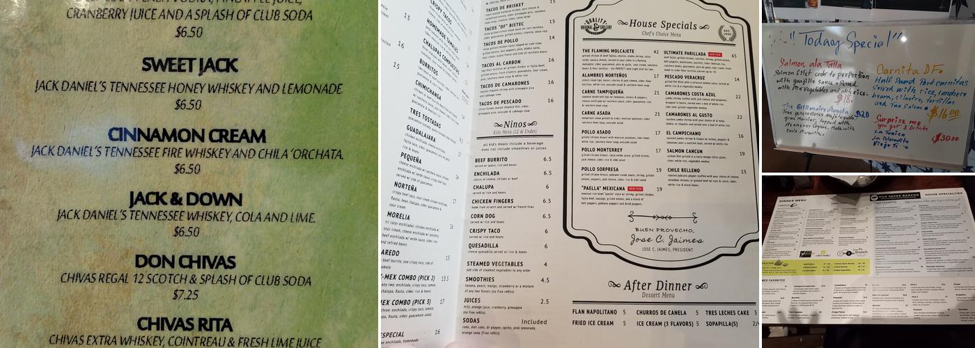 Don Pepe's Rancho Mexican Grill Menu