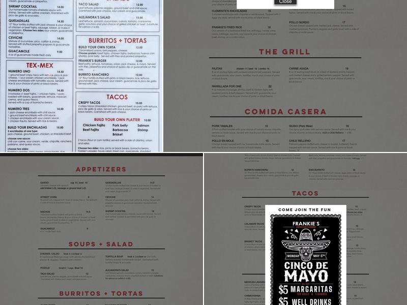 Frankie's Mexican Cuisine Menu