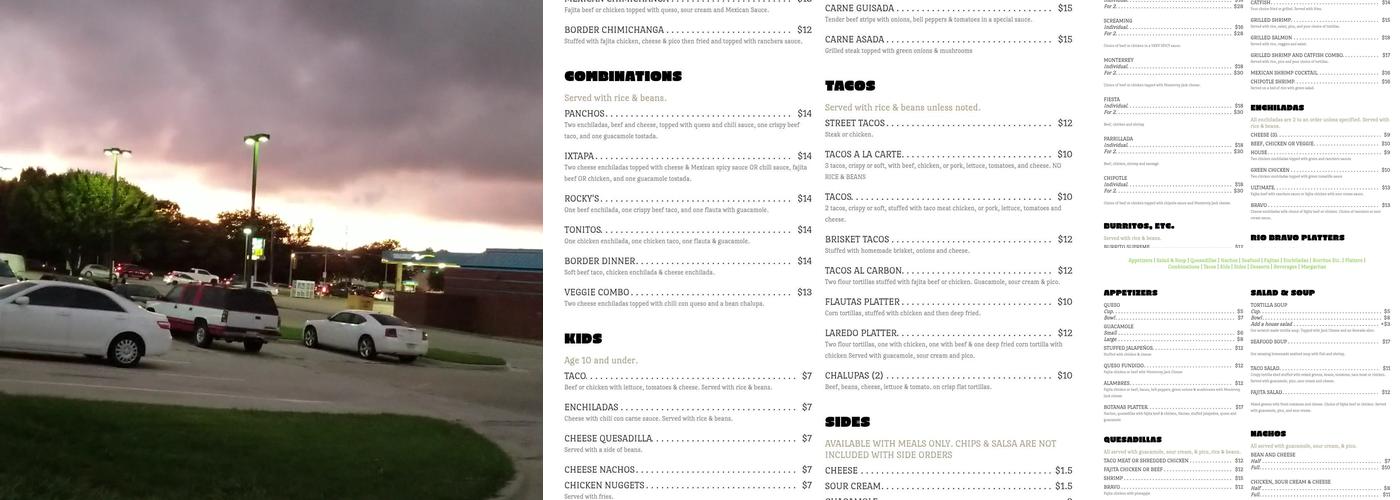 Rio Bravo Fine Cuisine Menu