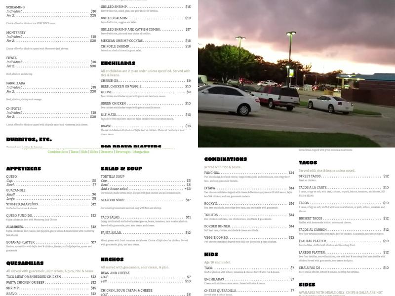 Rio Bravo Fine Cuisine Menu