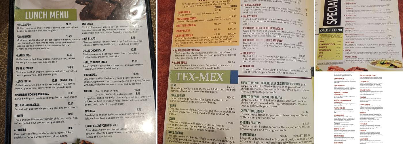 Salsa Tex-Mex Plano Texas Menu