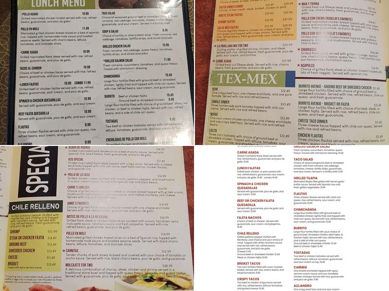 Salsa Tex-Mex Plano Texas Menu