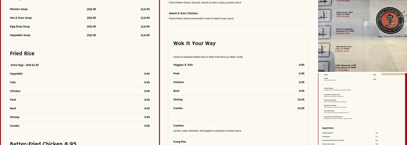 Royal Chopstix Menu