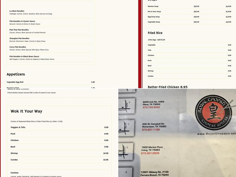 Royal Chopstix Menu