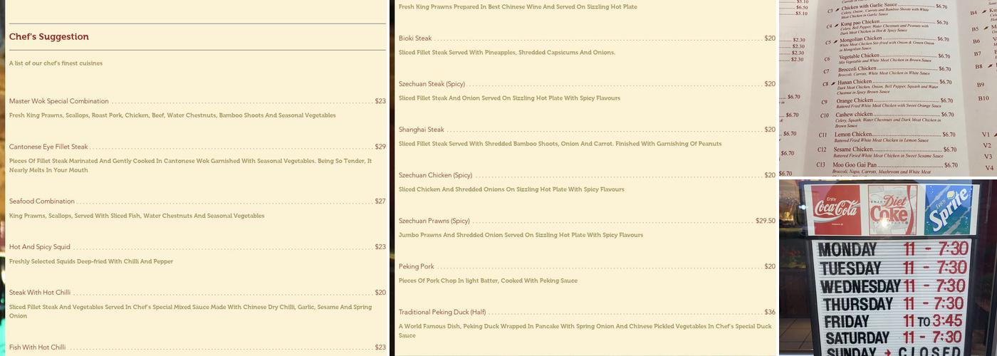 Master Wok Menu