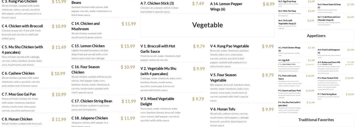 The Mango's Plano Menu