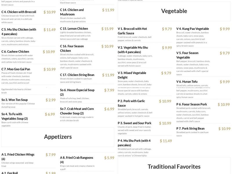 The Mango's Plano Menu