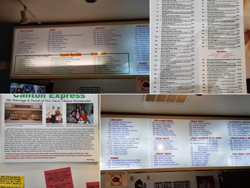 Canton Express Menu