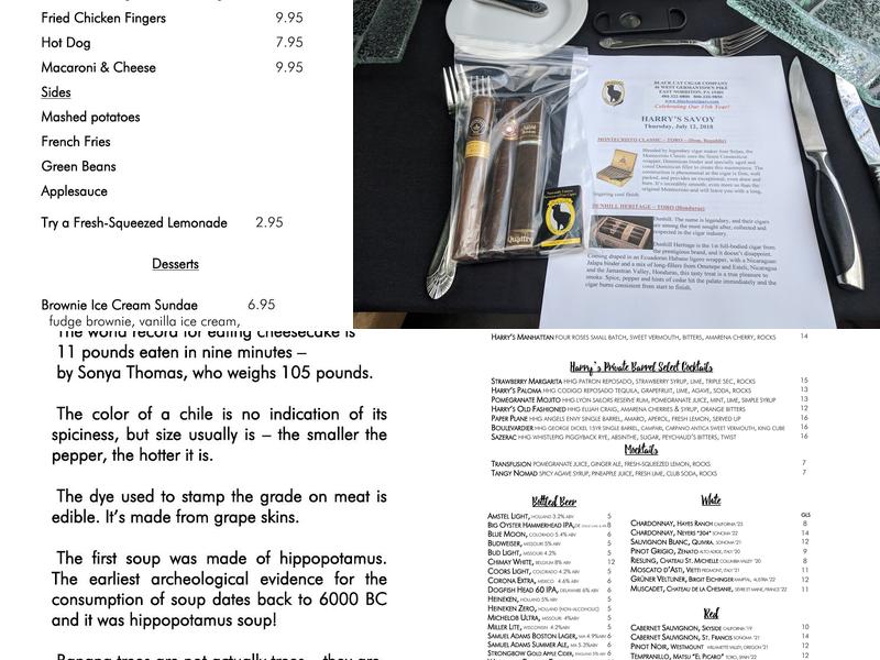 Harry's Savoy Grill Menu