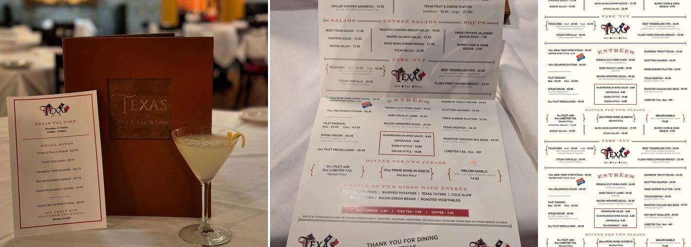 Texas Menu