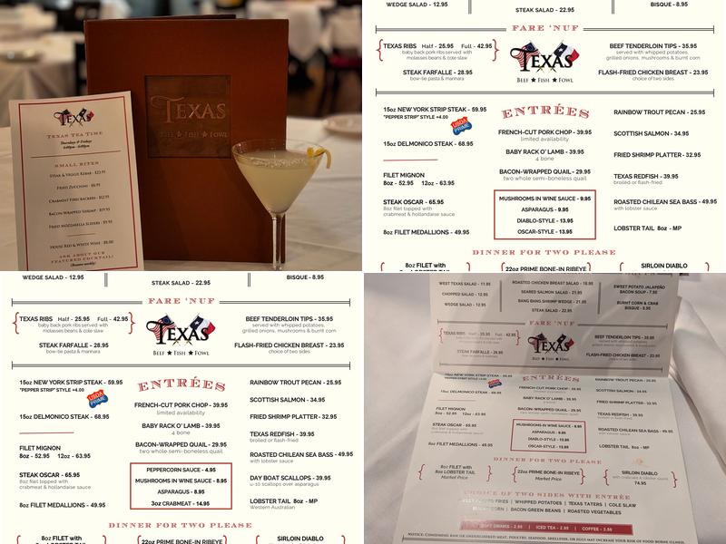 Texas Menu
