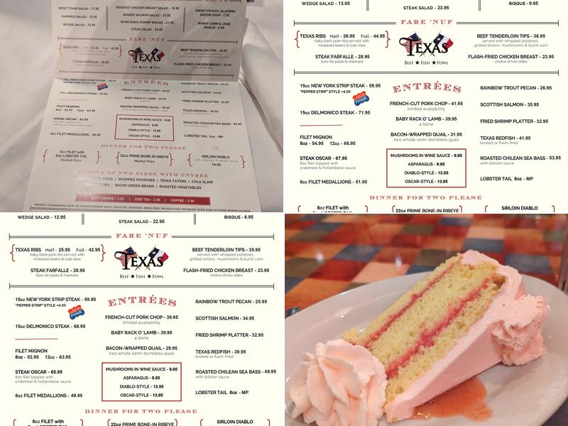 Texas Menu