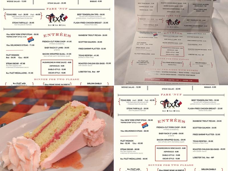 Texas Menu