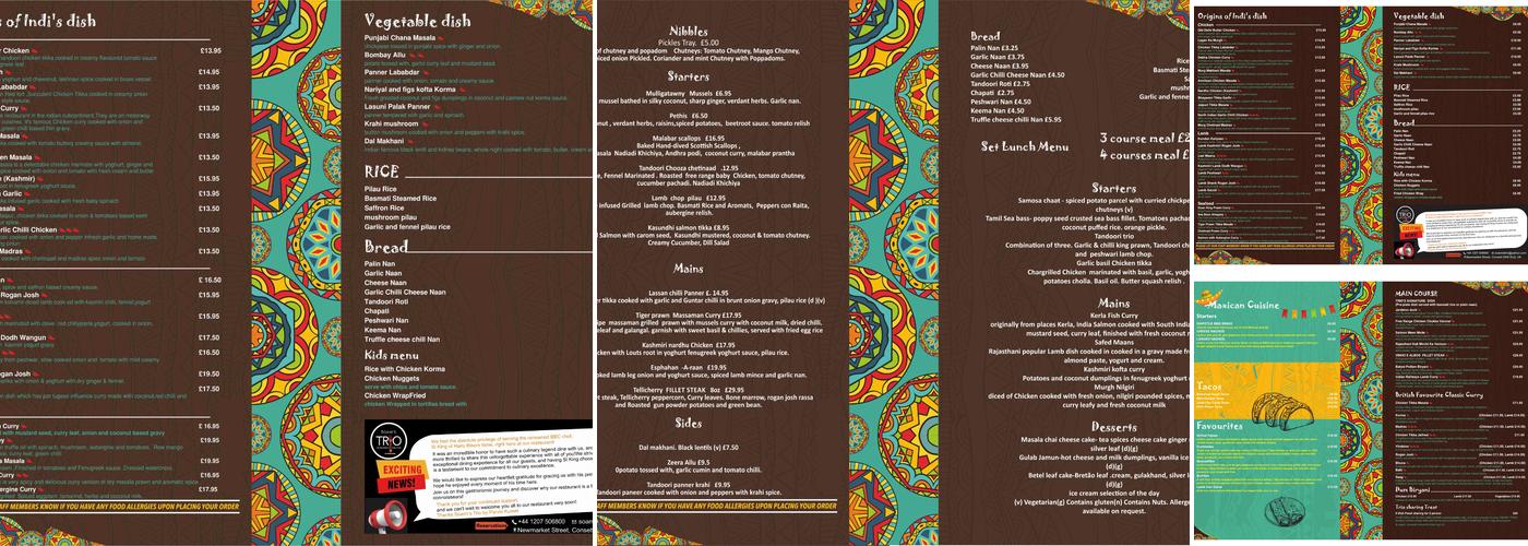 Soami's Trio By Parvin Kumar Menu