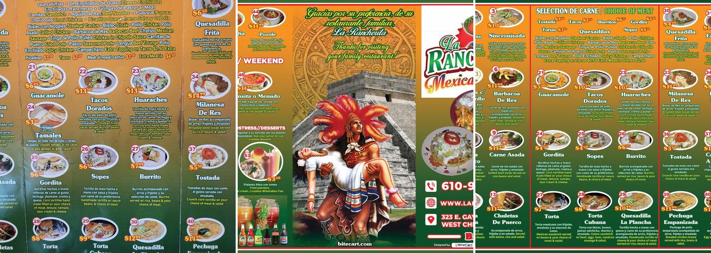 La Rancherita Mexican Taqueria Menu