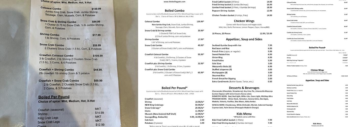 Cajun Boil Stop *NEW MANAGEMENT* Menu