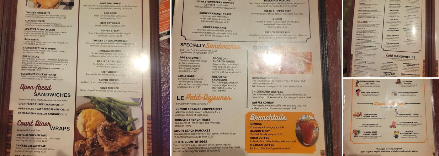 Court Diner Menu