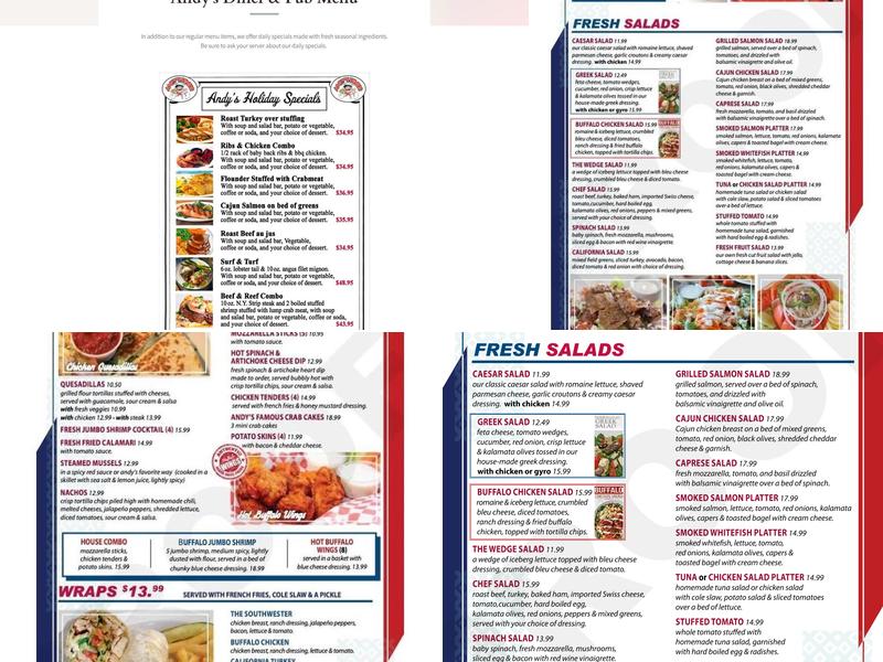 Andy’s Diner & Pub Menu