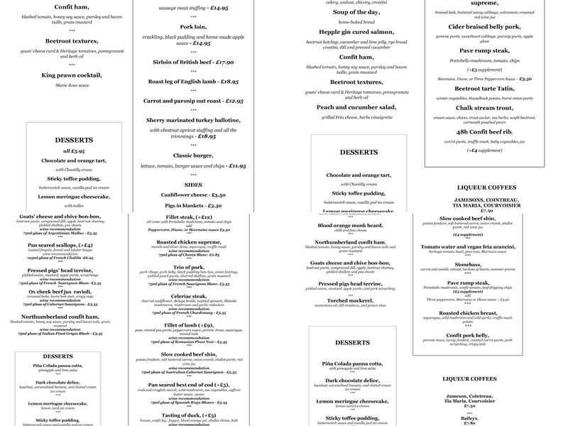 The Townhouse Menu