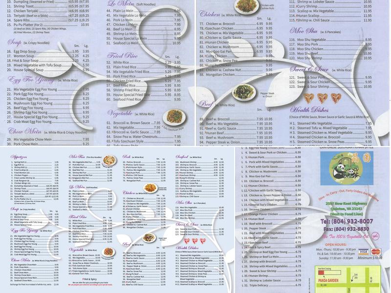 Panda Garden Menu