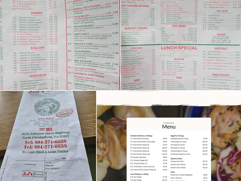 J & J's Chinese Cuisine Menu