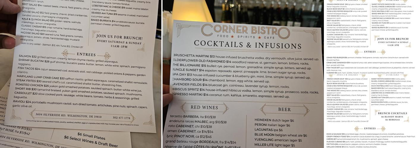 Corner Bistro Menu