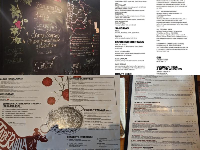 Tabernilla Menu