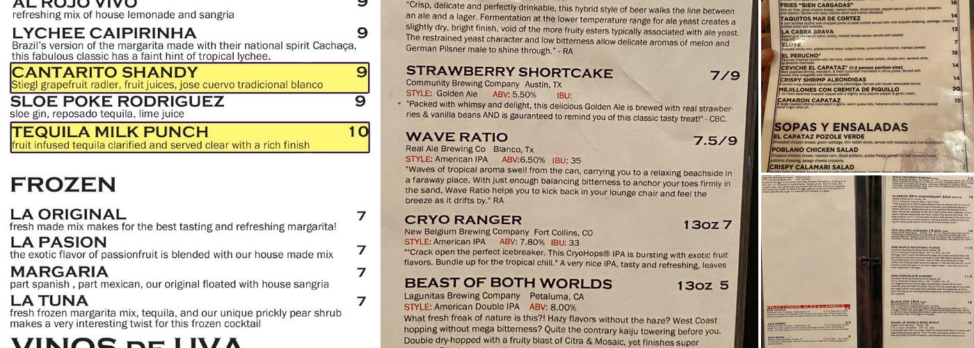 El Capataz Menu