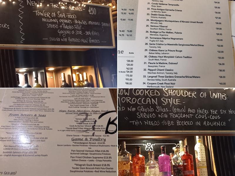 The Cook & Barker Inn Menu