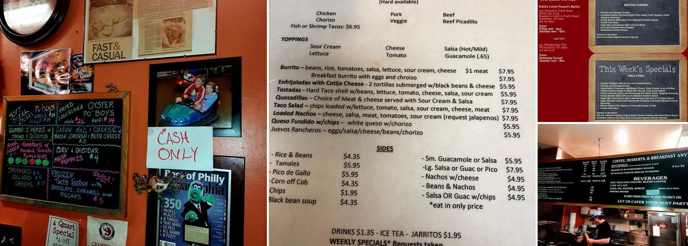 Cajun Kate's Menu