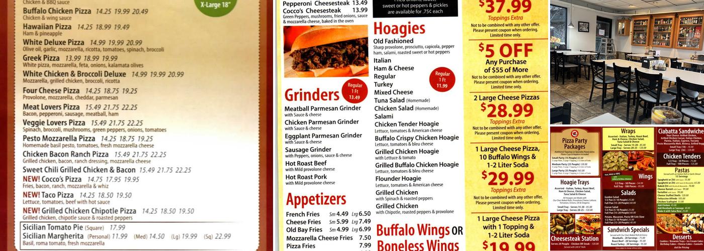 Cocco's Pizza Menu