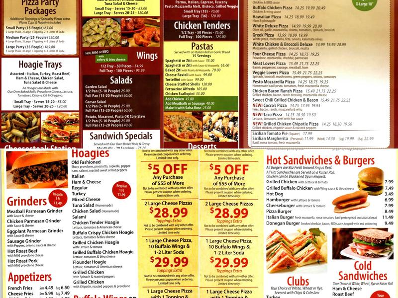 Cocco's Pizza Menu
