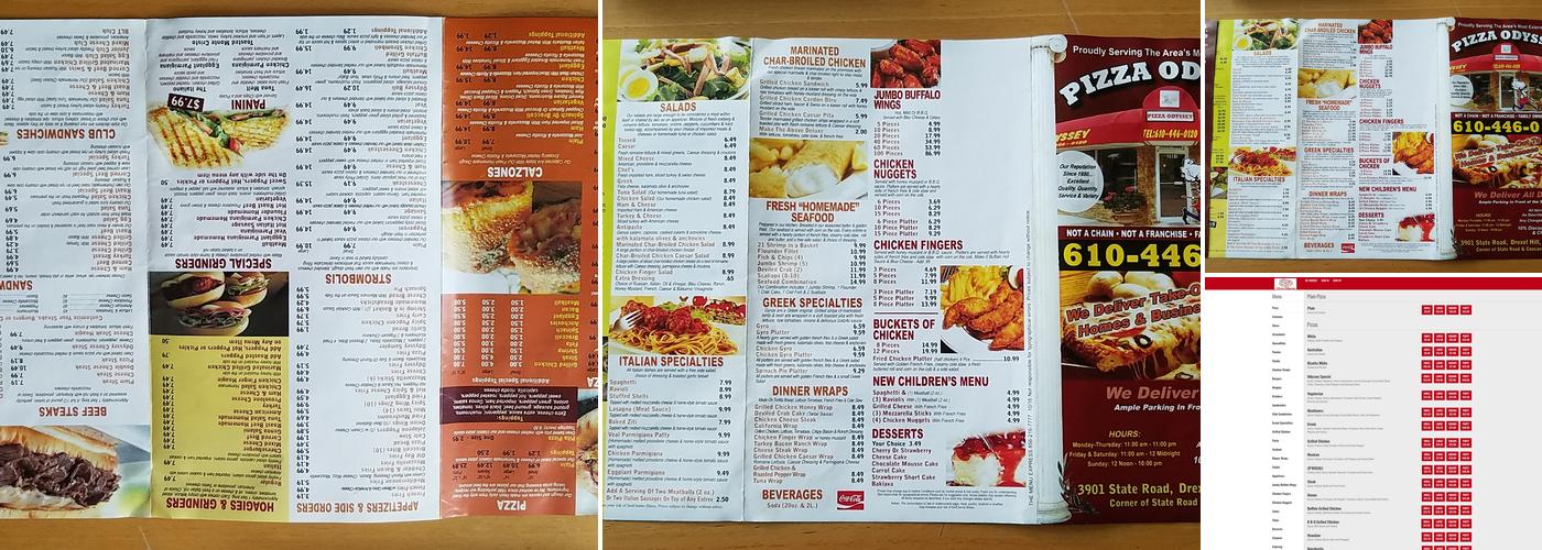 Pizza Odyssey Menu