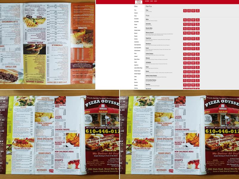 Pizza Odyssey Menu