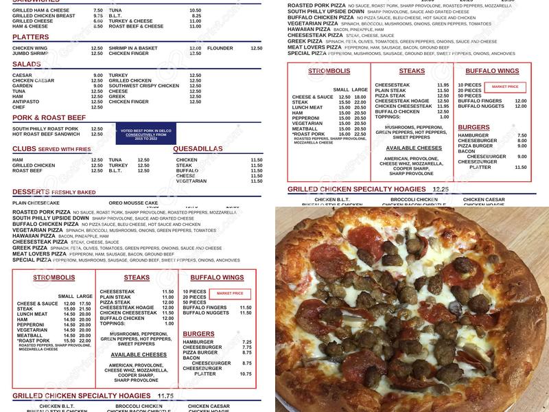 Paul Revere Pizza House Menu