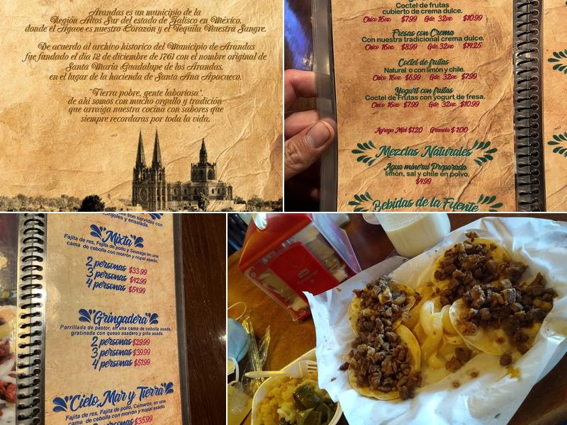 Hacienda Arandas Menu