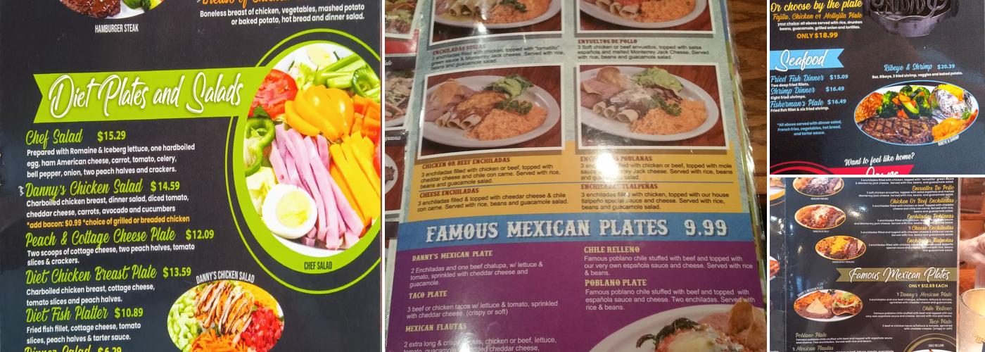 Danny's Restaurant Menu