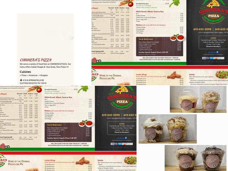 Ciminera's Pizza Menu